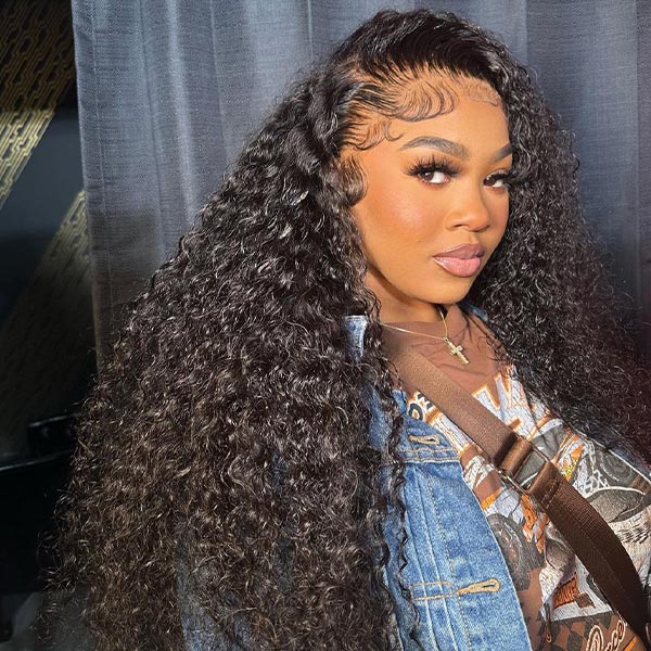 OQ HAIR Water Wave Glueless Wig Bleached Knots 13x6 HD Lace Frontal Elastic Drawstring Wear Go Wig