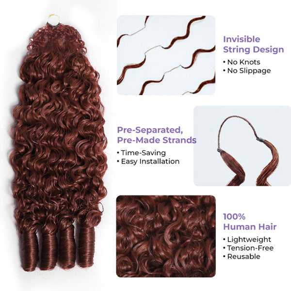 OQ HAIR Breathable Reddish Brown Burmese Curly Crochet Human Hair Seamless Blend For Daily Wear