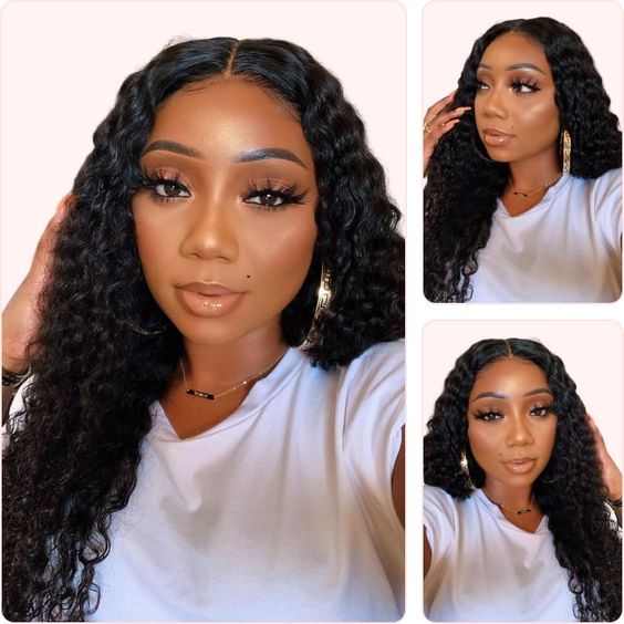 Deep Wave V Part Wig No Leave Out Thin Part Glueless Wigs Human