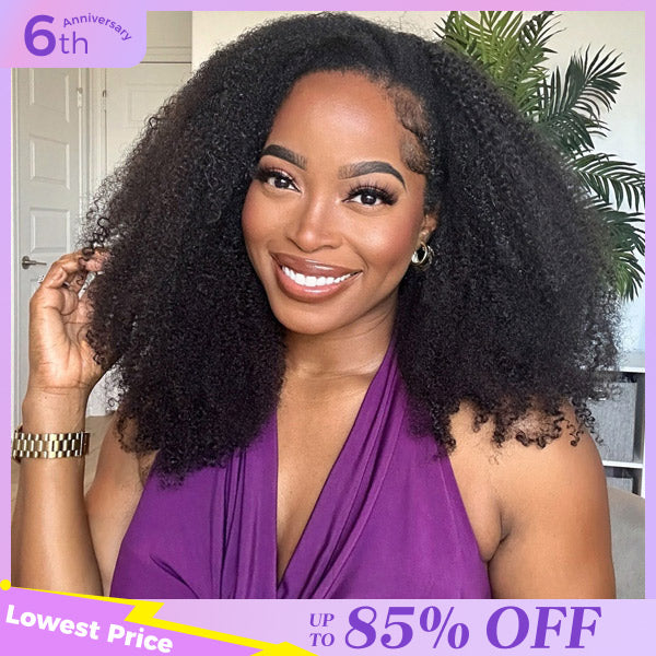 3 In 1 Half Wig | Afro Curly Flexible Fit Wear Go Half Wig With Drawstring Natural Hairline Beginner Friendly