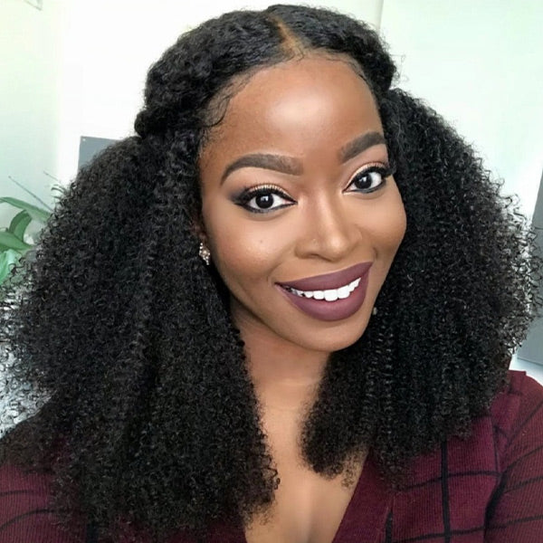 Afro Curly Glueless Wig Bleached Knots Elastic Drawstring 13x4 13x6 HD Lace Frontal Wig With Natural Hairline