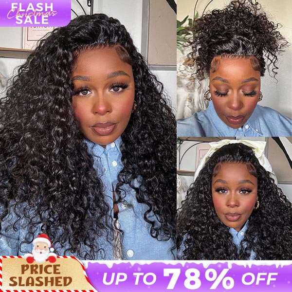 OQ HAIR Water Wave Invisi-Drawstring Flexible Fit 360 Lace Frontal Glueless Wig With Bleached Knots