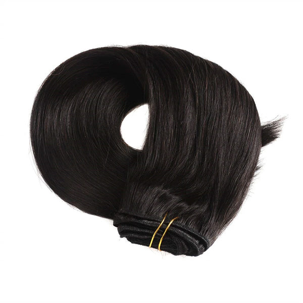 Straight Hair Clip In Extension Human Hair Natural Black Color