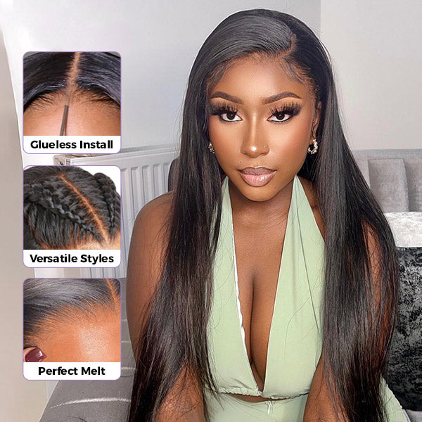 Flash Sale | Silky Straight Easy Wear Go Glueless Wigs Pre Cut 9x6 HD Lace