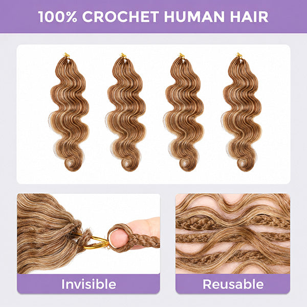Pre-sale | OQ HAIR Body Wave Bohemian Braiding #27/30/613 Brown Blonde Blend Crochet Human Hair