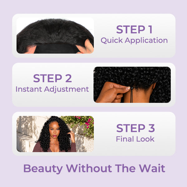 24h Shipping | Water Wave Half Wig Seamless Blend No Leave Out Glueless Human Hair Wig