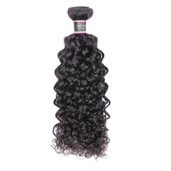 9A Water Wave Human Hair 3 Bundles with 13*4 Lace Frontal Natural Black