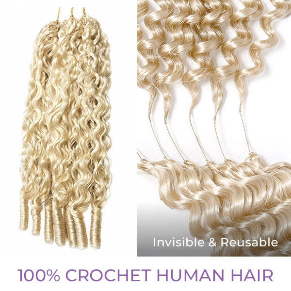 24h Shipping | OQ HAIR 613 Honey Blonde Burmese Curly Crochet Human Hair Weightless Volume Natural Skin Part Easy DIY