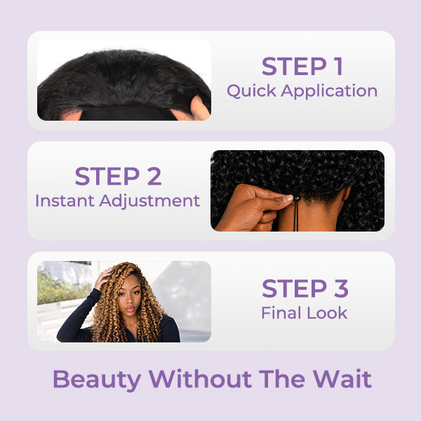 24H Shipping | Highlight 4/27 Burmese Curly Human Hair Wear Go Half Wig With Drawstring Easy Install