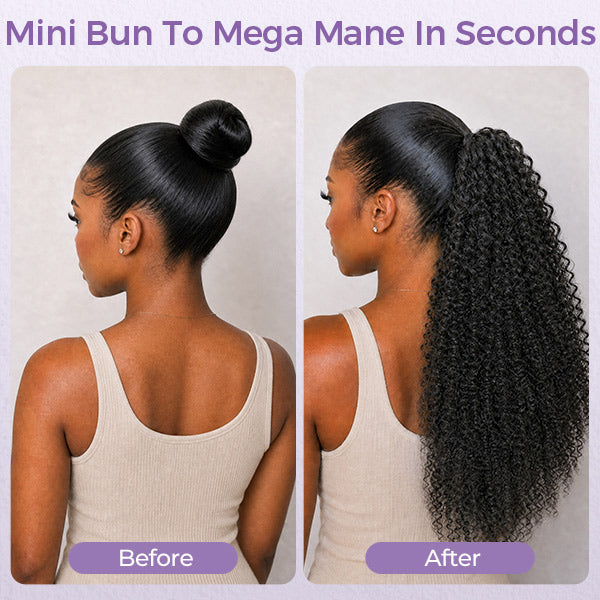 Kinky Curly Ponytail With Clip In 100% Human Hair Wrap-around With Drawstring Ponytail Extension Quality Hair