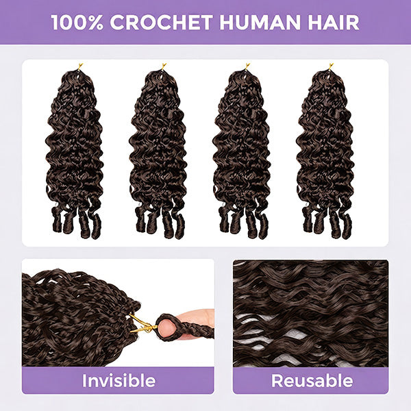 Pre-sale | OQ HAIR Reusable #2 Dark Brown Knotless Burmese Curly Crochet Human Hair Extensions