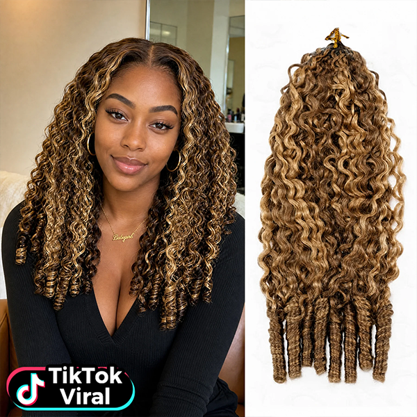 TikTok Viral Pre-Sale | Burmese Curly Crochet Hair 4/27 Colored Human Hair Extension Spiral Curl for Women
