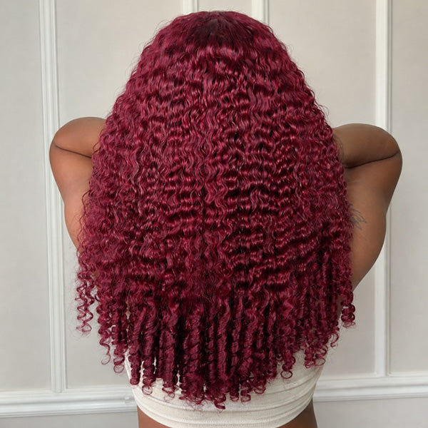 CLEARANCE | Burmese Curly Burgundy 99J Color Wear Go Wig Pre-cut 13x6 Lace