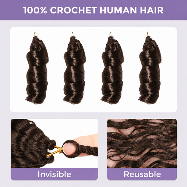 Pre-sale | OQ HAIR 100% Human Hair #4 Chocolate Brown Bouncy French Curl Crochet Braids