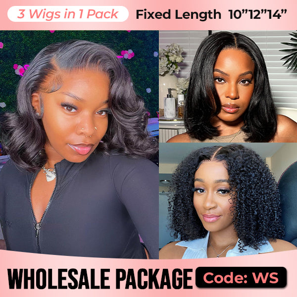 Wholesale Package | Pre Cut 4x6 HD Lace Wear Go Glueless Wigs Pre-Bleached Short Bob Wigs