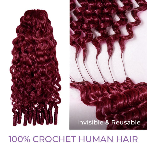 24h Shipping | OQ HAIR 99J Burgundy Burmese Curly Crochet Hair Weightless Seamless Natural Looking Pieces