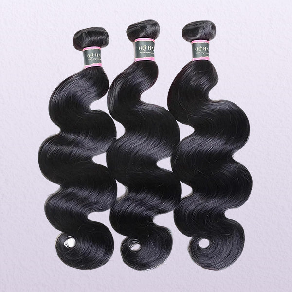 OQ HAIR Body Wave 100% Human Hair 3 Bundles With 4x4 Hand Tied Closure