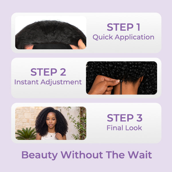 24H Shipping | Afro Curly Wear Go Half Wig With Drawstring Seamless Melt Beginner Friendly