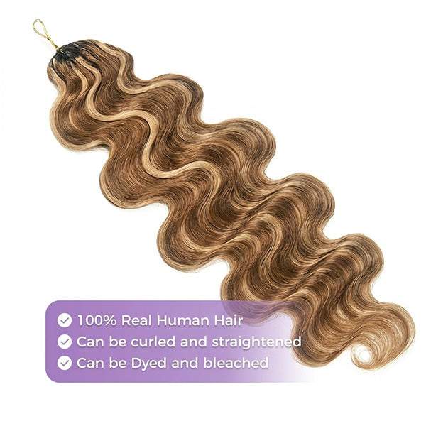 OQ HAIR Body Wave Highlight 4/27 Color Crochet Human Hair Time-Saving Wear Human Hair Extension
