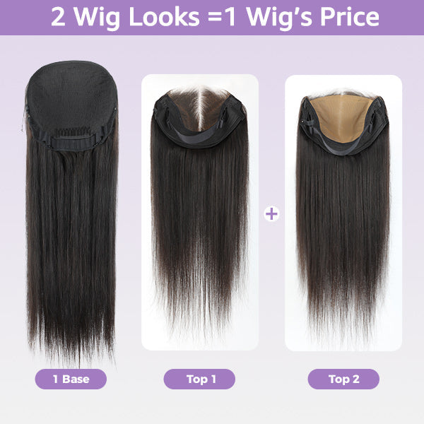 24h Shipping | OQ Hair Block Wig Straight Hair Bleached Knots Wig With Optional Replaceable Zip Lace Tops