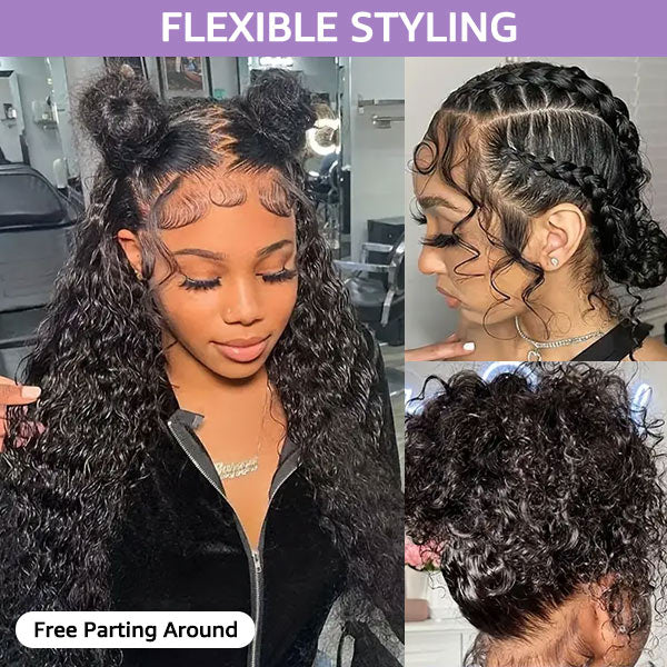 OQ Hair Kinky Curly Invisi-Drawstring Pre-Cut 360 Lace Glueless Wig With Bleached Knots Pre-Plucked Hairline