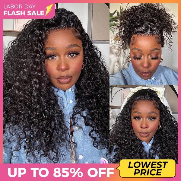 OQ HAIR Water Wave Invisi-Drawstring Flexible Fit 360 Lace Frontal Glueless Wig With Bleached Knots