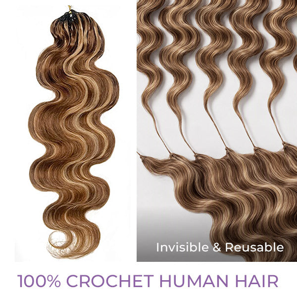 24h Shipping | OQ HAIR Body Wave Highlight 4/27 Color Lightweight Crochet Hair Natural Volume Seamless Look