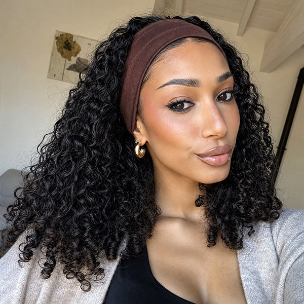 OQ HAIR Glueless Burmese Curly Headband Wig Gym Friendly Easy Install Low Maintenance