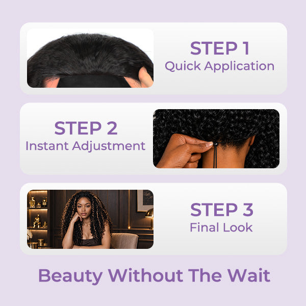 3 In 1 Half Wig | Burmese Curly Highlight 1B/30 Color Wear Go Half Wig Snug Fit