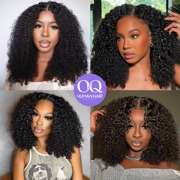 Short Bob Wigs Kinky Curly Human Hair 13x4 13x6 HD Lace Front Wigs Pre Plucked with Baby Hair Natural Black