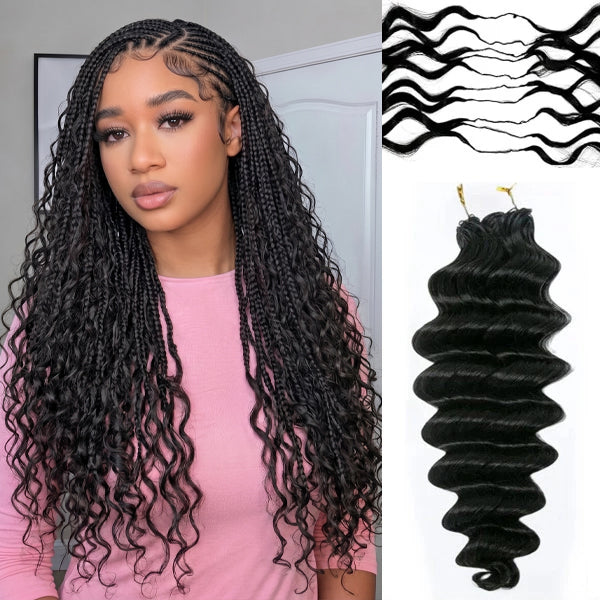 OQ HAIR Loose Deep Wave Crochet Hair Reusable Pre-Separated Human Hair Braids