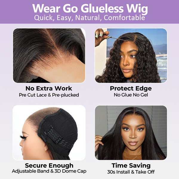 OQHAIR Ocean Wave Hair Wear Go Glueless Wigs 4x6 Pre Cut HD Lace Closure Wigs With Pre Plucked Nautral Hairline