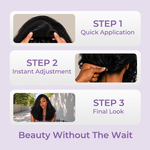 24h Shipping | Kinky Straight Glueless Wear Go Burmese Curly Human Hair 3 In 1 Half Wig With Yaki Spiral Curls