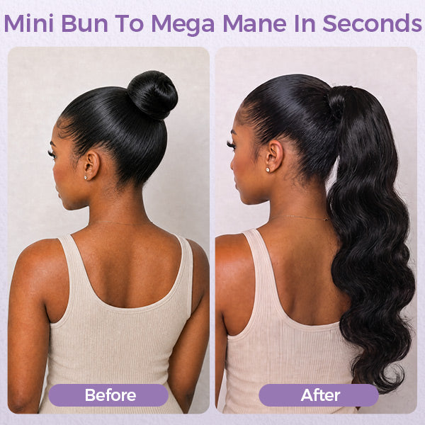 Body Wave Ponytail With Clip In 100% Human Hair Wrap-around With Drawstring Ponytail Extension Quality Hair
