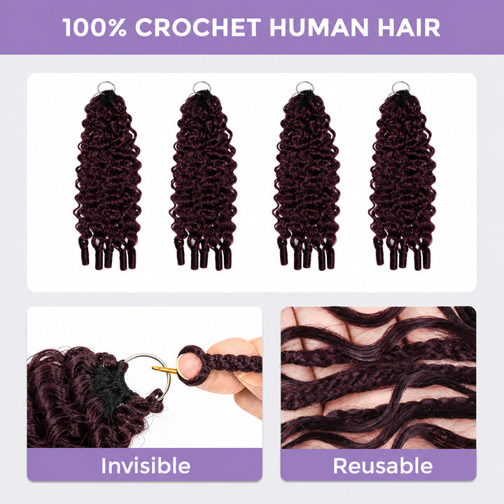 Pre-sale | OQ HAIR Blackcurrant Brunette Burmese Curly Pre Looped Human Hair Featuring Invisible Knots for Quick Installation