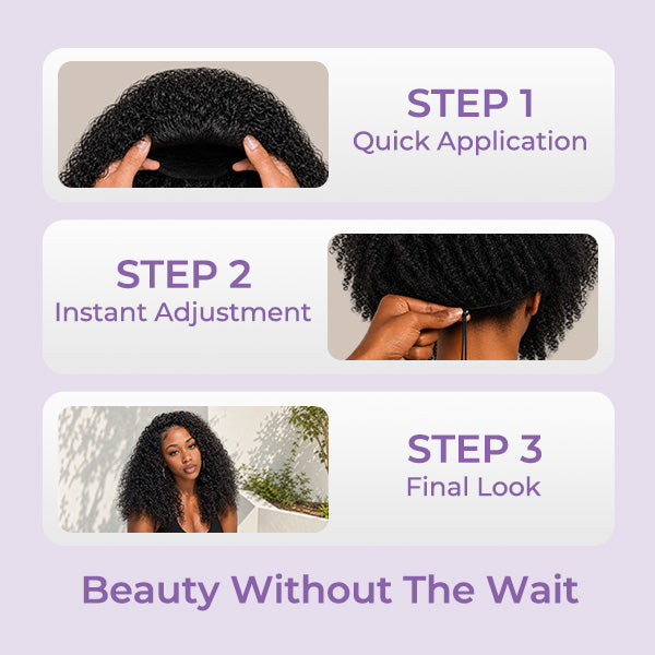 24H Shipping | Kinky Curly Glueless Wear Go Half Wig Invisible Hairline Protective Style