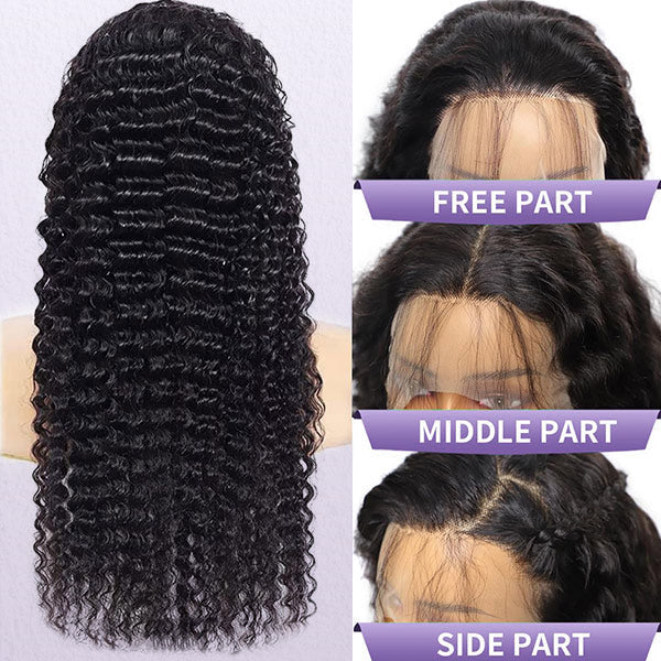 Deep Wave Natural-Looking 13x6 Lace Frontal Human Hair Wig With Natural Melt Hairline