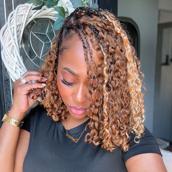 OQ HAIR Highlight 4/27 Burmese Curly Crochet Human Hair With Miracle Knots for Easy Install