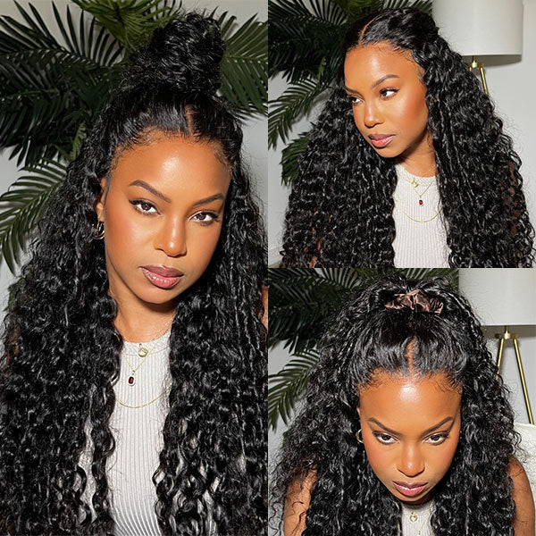 TikTok Viral Water Wave Bleached Knots Wear Go Glueless Wig With Pre-Cut 7x5 HD Lace