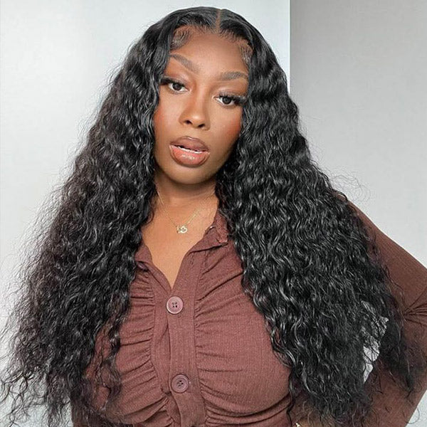 Water Wave U Part Wig Human Hair Salon Inspired Elastic Drawstring Glueless Wear Go Wig