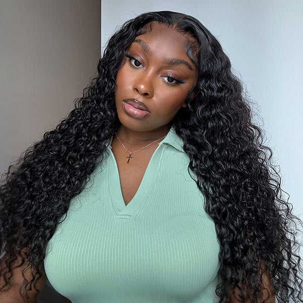 Water Wave U Part Wig Human Hair Salon Inspired Elastic Drawstring Glueless Wear Go Wig