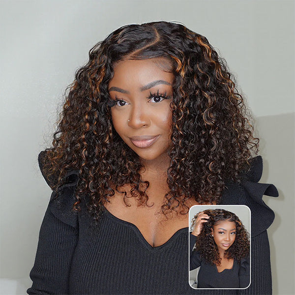 Flash Sale | Balayage Highlight Ombre Brown Water Wave Wear Go Wig 220% Density