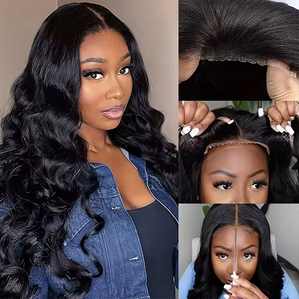 OQ HAIR Body Wave Adjustable Drawstring Wear Go Glueless Wig Pre-Cut 13x6 HD Lace With Bleached Knots