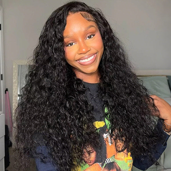 OQ HAIR Water Wave Glueless Install Flexible Fit Pre-Cut 7x5 HD Lace Wear Go Wig With Elastic Drawstring