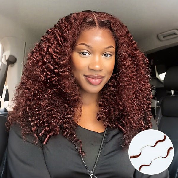 OQ HAIR Breathable Reddish Brown Burmese Curly Crochet Human Hair Seamless Blend For Daily Wear