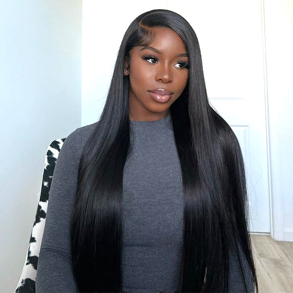 100% Virgin Full Lace 1B Natural Black Wig - Straight