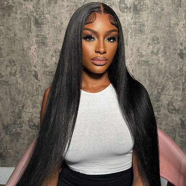 OQ HAIR Bleached Knots Glueless Straight Human Hair Pre-cut 9x6 HD Lace Wear Go Wig Customizable Fit