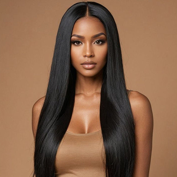 OQ HAIR Bleached Knots Glueless Straight Human Hair Pre-cut 9x6 HD Lace Wear Go Wig Customizable Fit