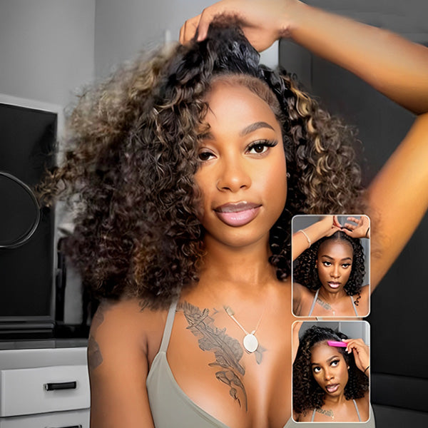 14 inch water wave highlight wig