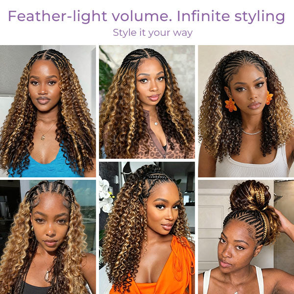 24H Shipping | OQ HAIR Highlight 4/27 Burmese Curly Crochet Hair Miracle Knots Protective Style
